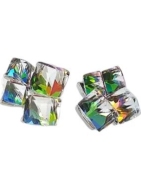 Crystal Aurora Cube Stud Earrings